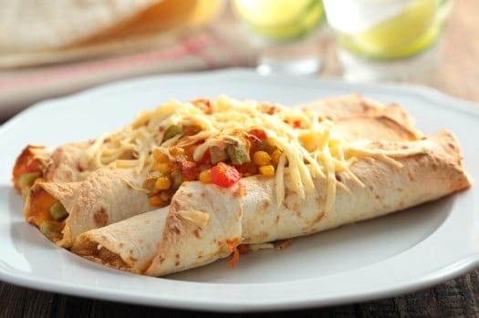 Potato Chard Vegan Enchiladas Recipe with Roasted Chili Sauce on http://www.theculinarylife.com