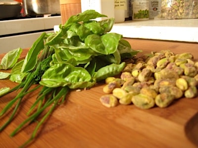 Chopping Board Pistachio Pesto w/ Balsamico on https://www.fearlessfresh.com