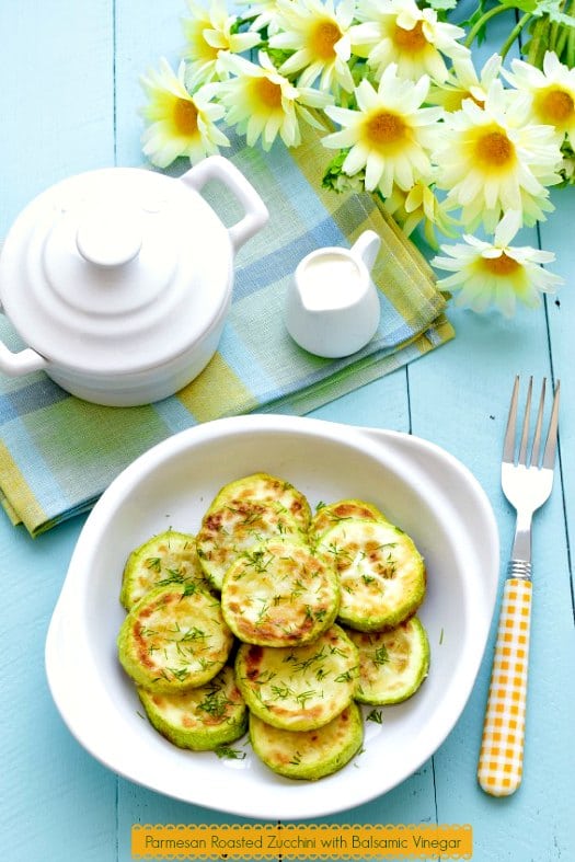 Parmesan Roasted Zucchini with Balsamic Vinegar on https://fearlessfresh.com/