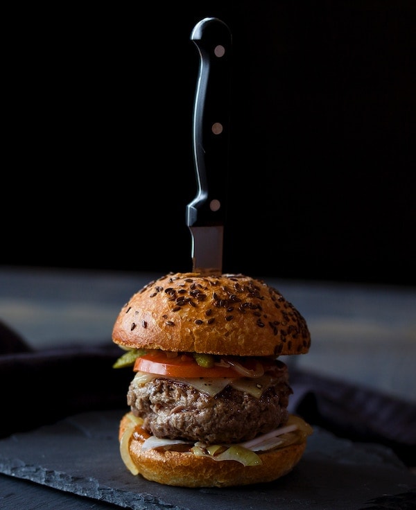 Burger with Knife