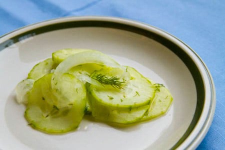 German Pickled Cucumber Salad Recipe or Gurken Salat on https://fearlessfresh.com