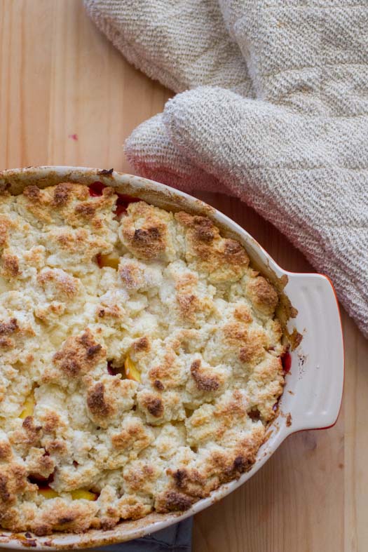 Fresh Strawberry Peach Cobbler Recipe on http://www.theculinarylife.com