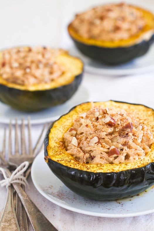 Chipotle Stuffed Acorn Squash with Ricotta, Orzo, and Pecans on http://www.theculinarylife.com