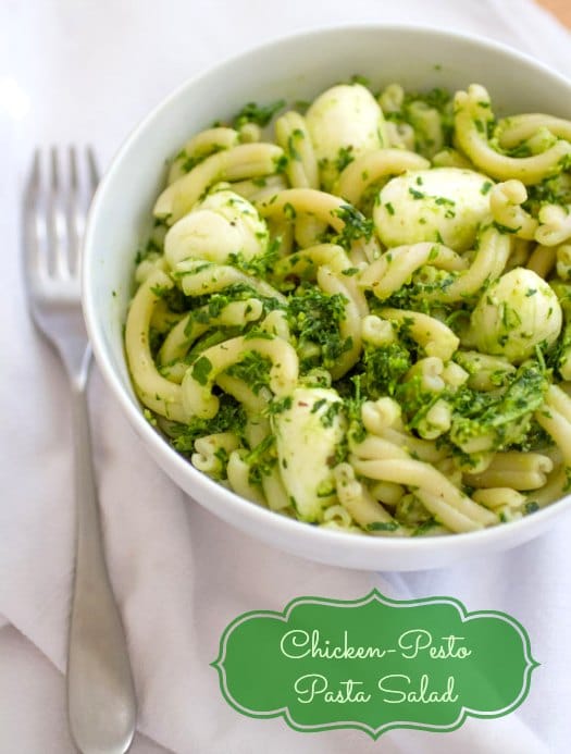 Green Pesto Salad with Fresh Mozzarella on http://www.theculinarylife.com