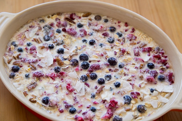 Morning Baked Oatmeal with Berries and Coconut on http://www.theculinarylife.com