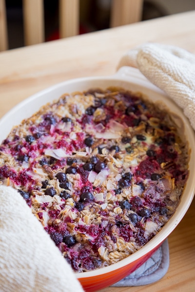 Baked Oatmeal with Berries and Coconut