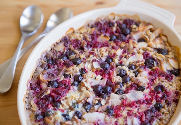 Baked Oatmeal with Berries and Coconut