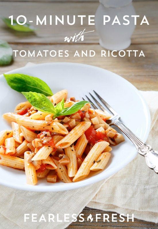 10-minute Pasta with Tomatoes and Fresh Ricotta on https://www.theculinarylife.com