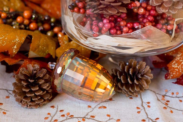 Glass Crystal Acorn -- Thanksgiving Table Decor Tablescapes on https://fearlessfresh.com