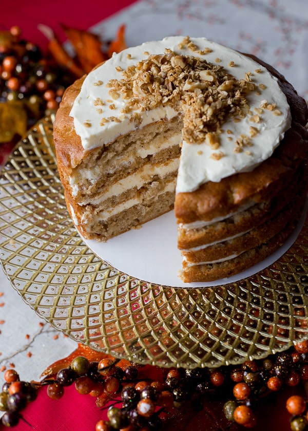 Vanilla Malt Cake with Caramel Cream Cheese Frosting - Yummy Medley