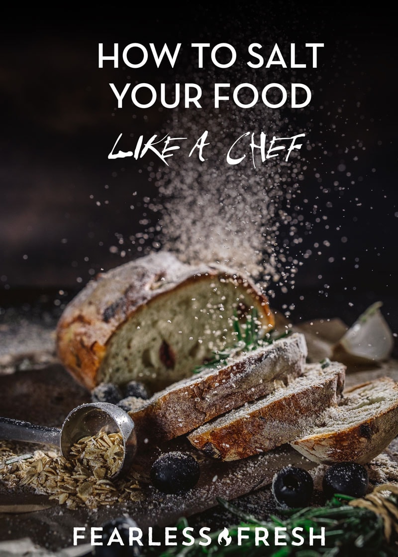 Salted bread on table with herbs